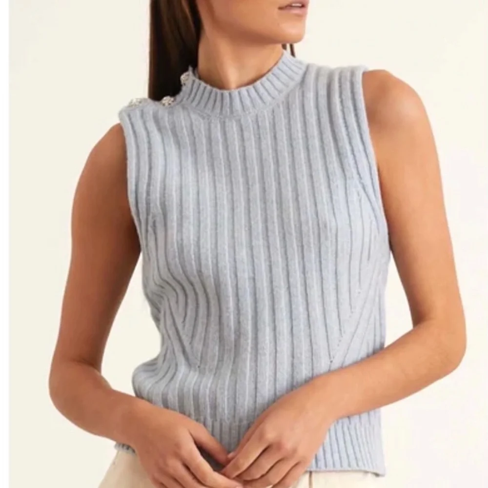 NWT Ganni Wool Blend Sweater w/ Crystal Embellished Buttons - Picture 3 of 15